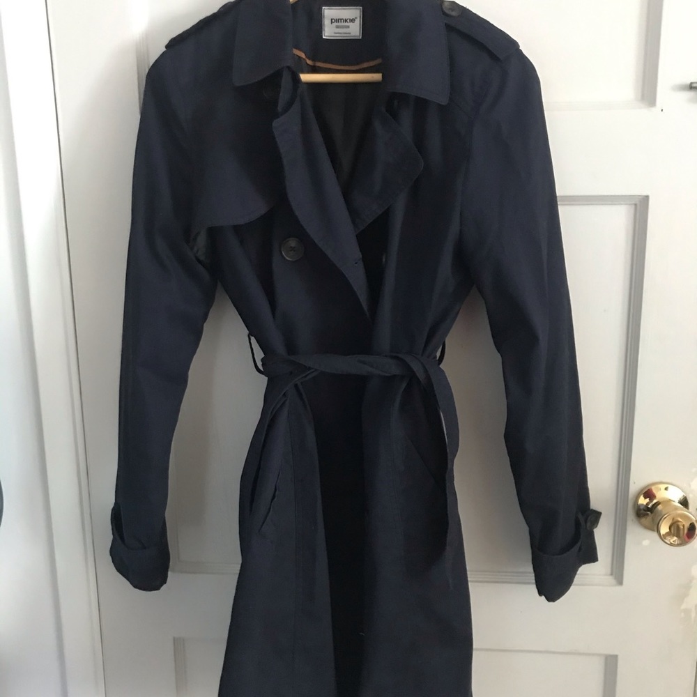 NAVY BLUE TRENCH COAT TAILORED FIT
